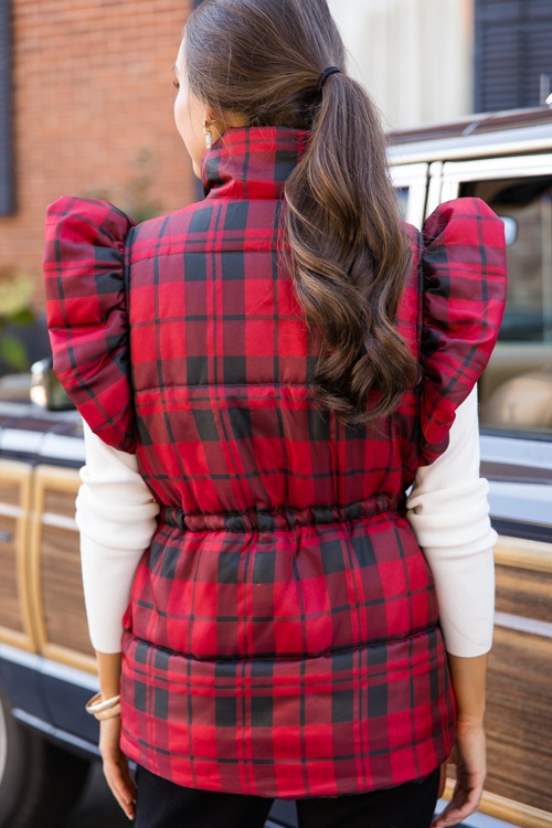 Plaid Ruffle Puffer Vest, Red - 1115-20.jpg