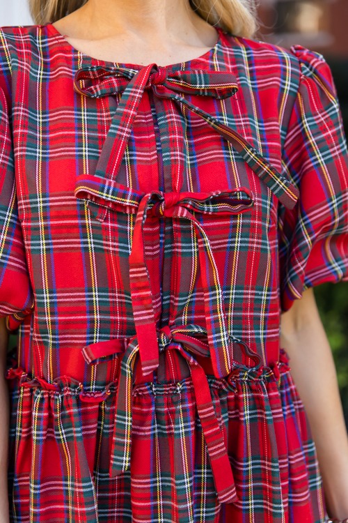 Triple Bow Tartan Dress, Red - 1115-205.jpg