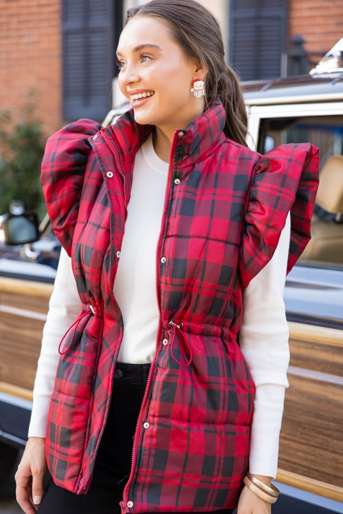 Plaid Ruffle Puffer Vest, Red - 1115-22.jpg