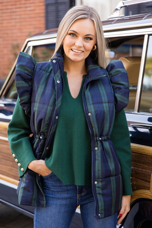 Plaid Ruffle Puffer Vest, Navy - 1115-3.jpg