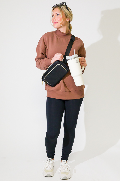 Mock Neck Sweatshirt, Cocoa