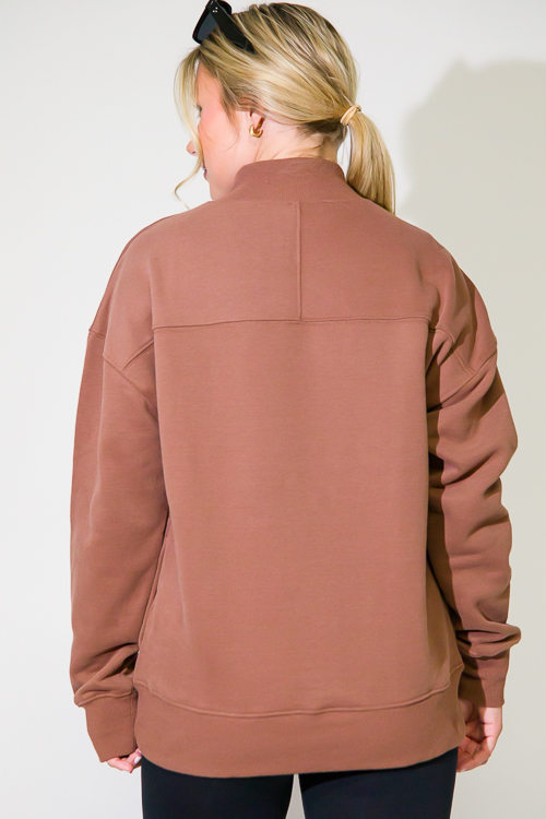 Mock Neck Sweatshirt, Cocoa