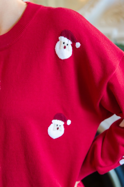 Santa Crew Neck Sweater, Red - 1115-338.jpg