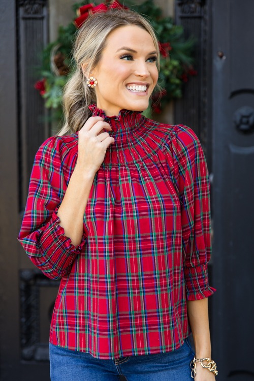 Jace Plaid Smock Top, Red - 1115-43h.jpg