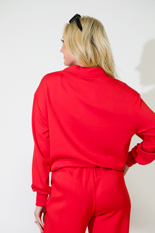 Draw Hem Soft Pullover, Red