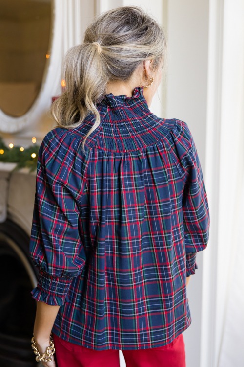 Jace Plaid Smock Top, Navy - 1115-69.jpg