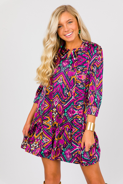 Tie Neck Abstract Dress