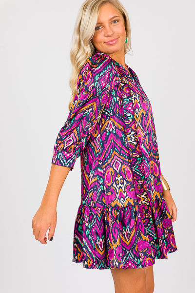 Tie Neck Abstract Dress