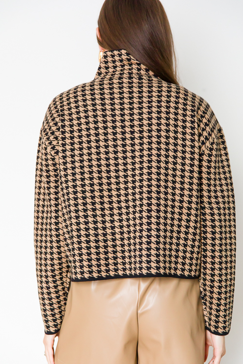 Houndstooth Sweater, Black/Brown