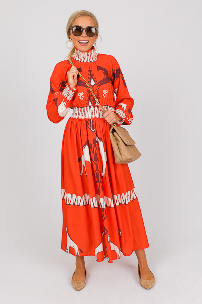 Equestrian Smock Maxi, Orange