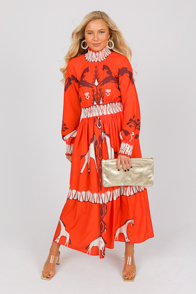 Equestrian Smock Maxi, Orange