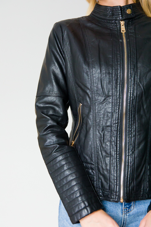 Jamie Leather Jacket, Black