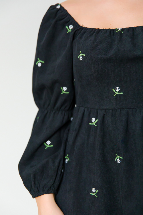 Floral Embroidery Corded Dress