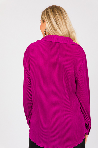 Pleated Button Down, Magenta