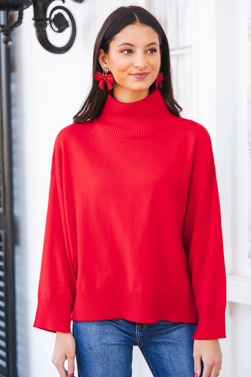 Holly Mock Sweater, Red