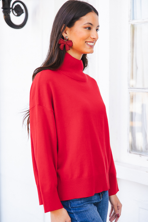 Holly Mock Sweater, Red