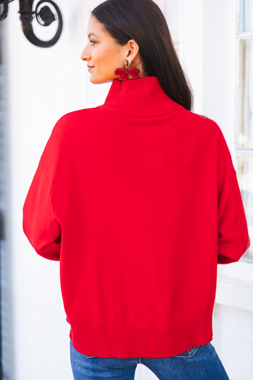 Holly Mock Sweater, Red