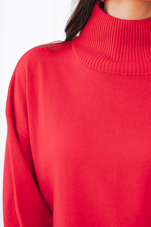 Holly Mock Sweater, Red