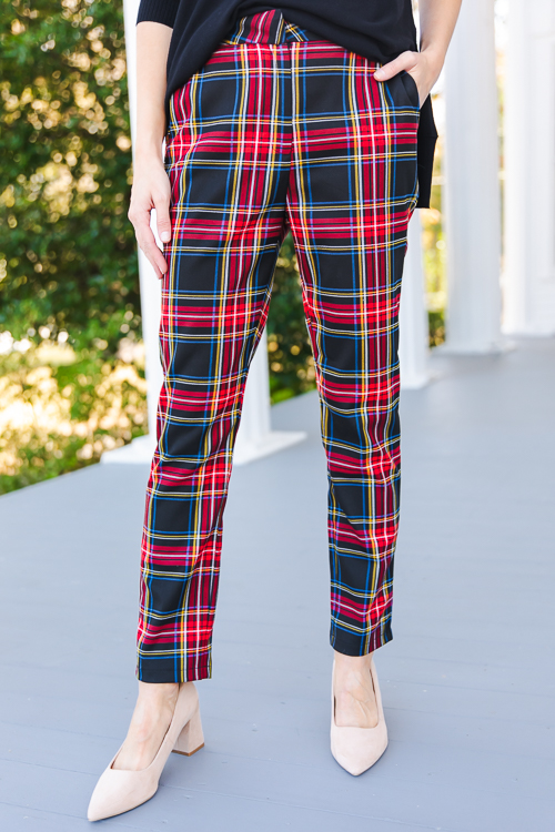 Blue tartan hot sale pants womens