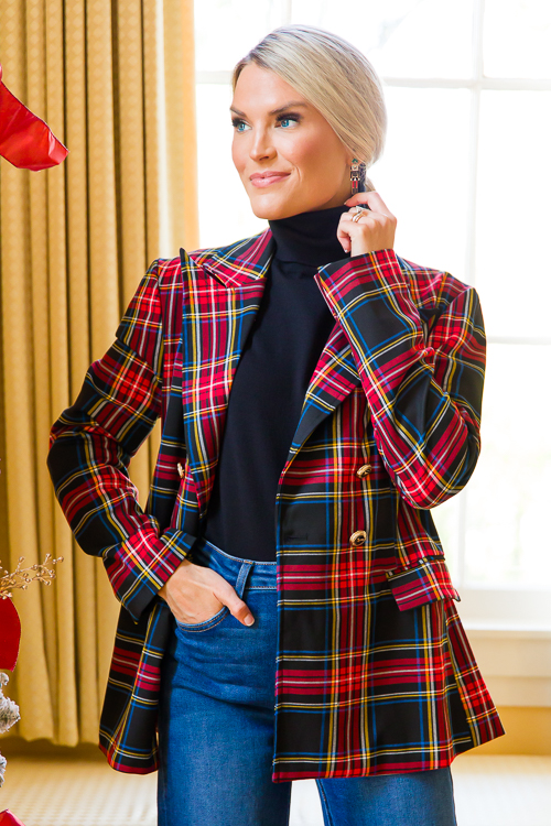 Tartan Plaid Blazer, Red