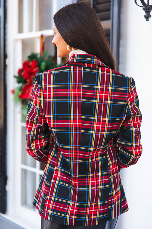 Tartan Plaid Blazer, Red