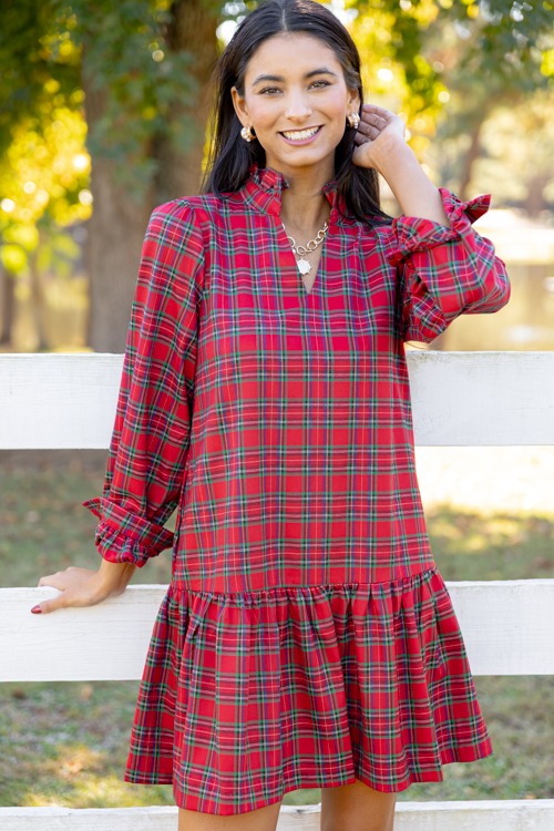 Tess Tartan Dress, Red