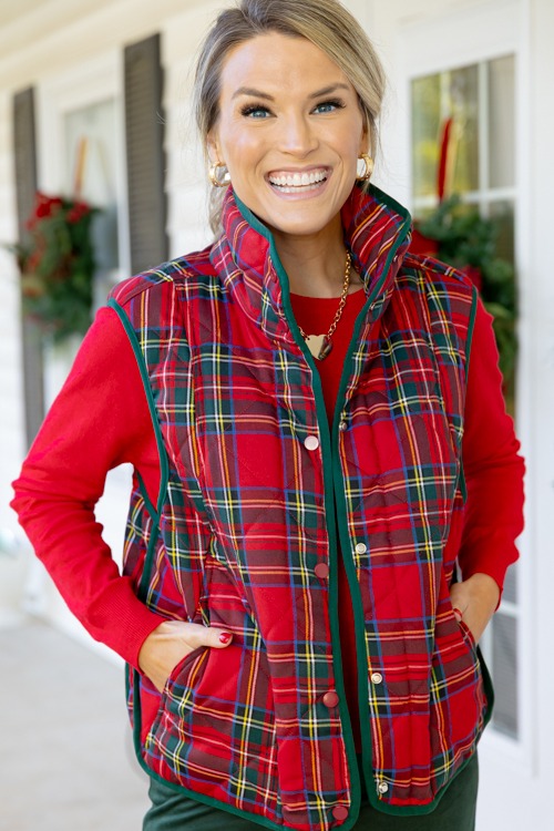 Jolly Plaid Vest, Red