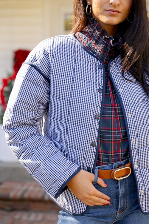 Quilted Gingham Jacket, Navy - 1118-129h.jpg