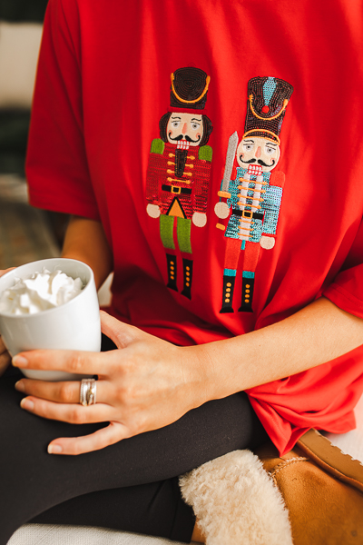 Nutcracker Sequin Tee, Red