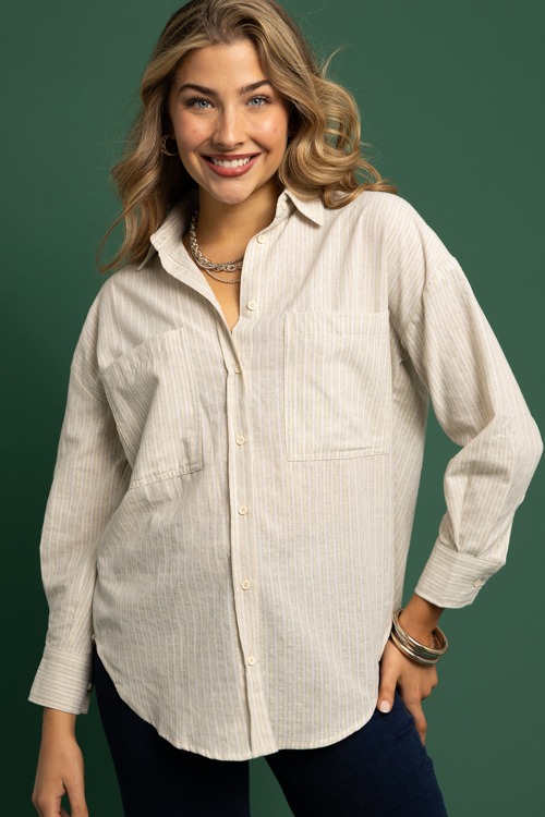 Relaxed Metallic Stripe Shirt