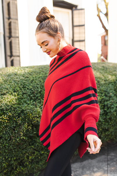 Dana Poncho, Red Blk Stripe