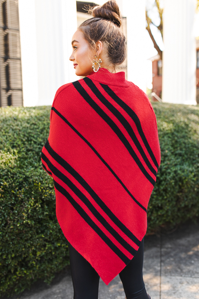 Dana Poncho, Red Blk Stripe