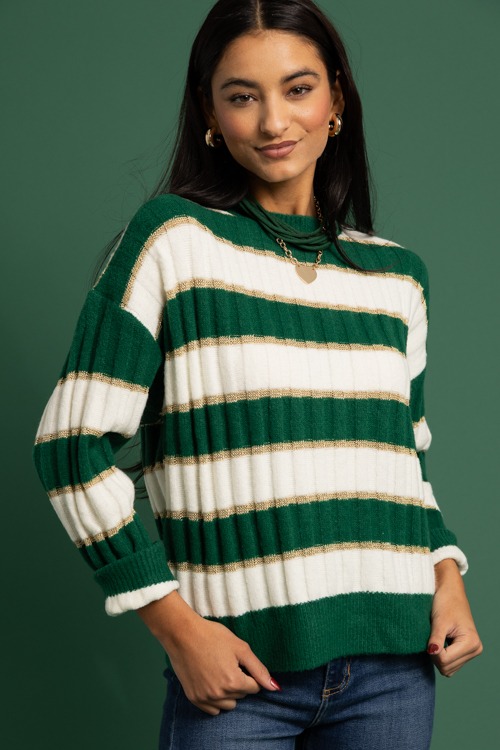 Metallic Stripes Sweater, Green - 1118-218.jpg