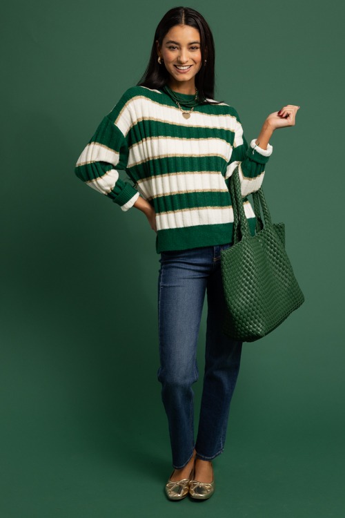 Metallic Stripes Sweater, Green - 1118-219.jpg