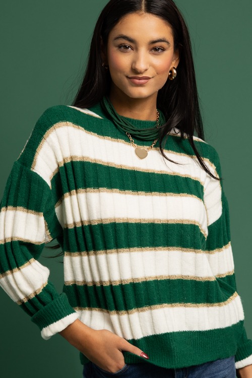 Metallic Stripes Sweater, Green - 1118-220.jpg