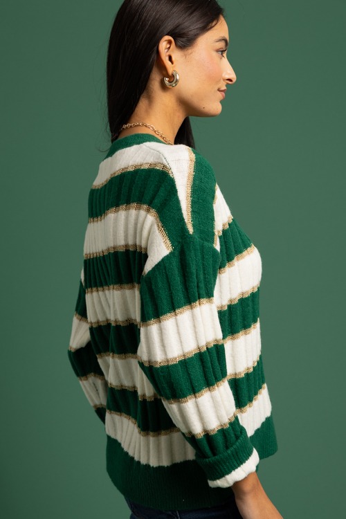 Metallic Stripes Sweater, Green - 1118-221.jpg