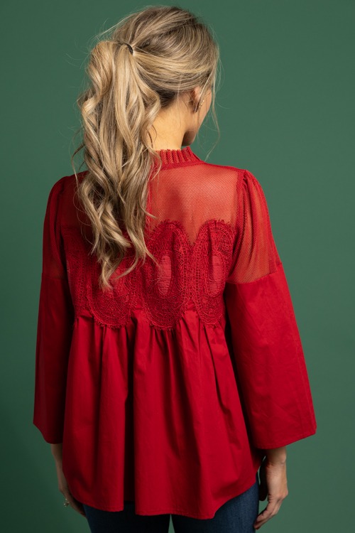 Lace Mesh Panel Top, Burgundy - 1118-248.jpg