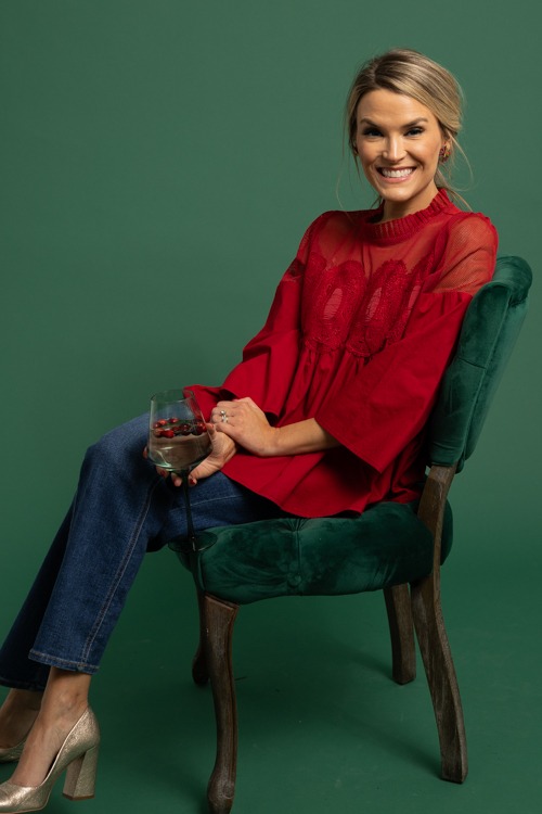 Lace Mesh Panel Top, Burgundy - 1118-250.jpg