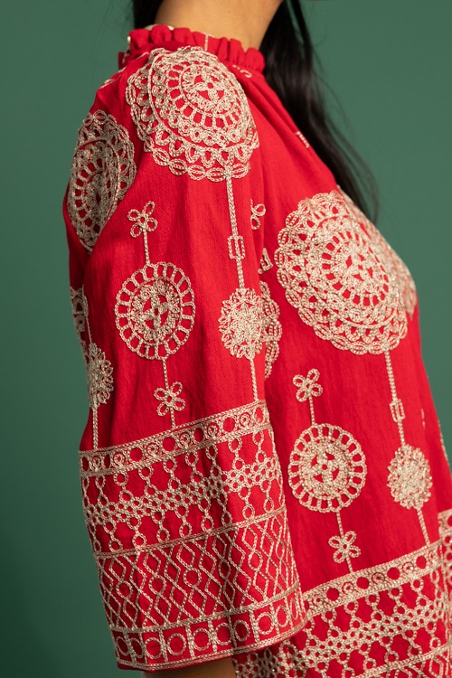 Metallic Embroidery Top, Red - 1118-258.jpg