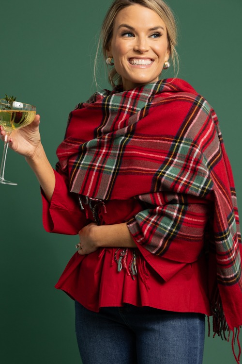 Classic Plaid Scarf, Red