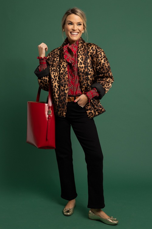 Leopard Open Front Jacket, Taupe