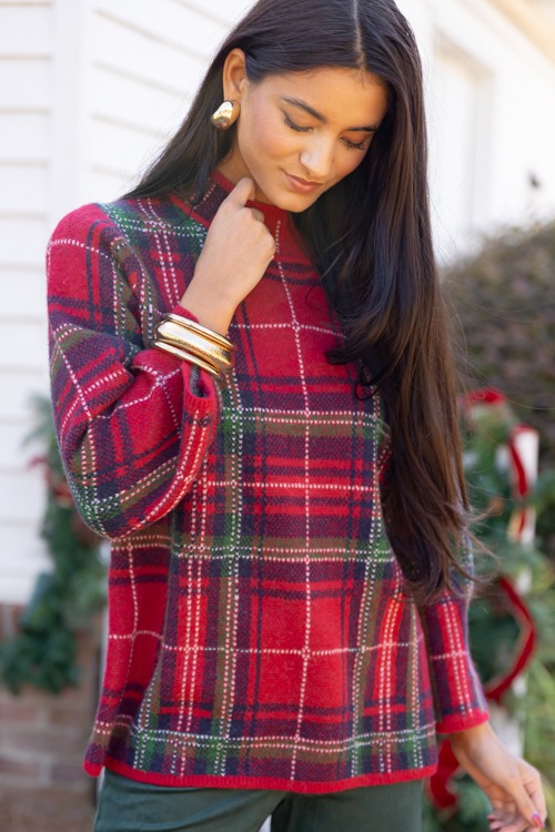 Plaid Mock Neck Sweater, Red - 1118-32h.jpg