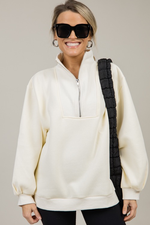 Cuddle Bug Half Zip, Cream