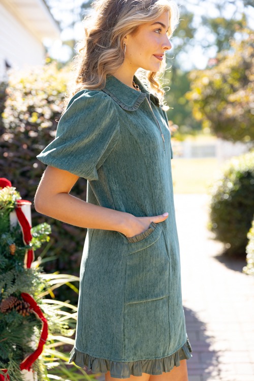 Soft Texture Ruffle Dress, Hunter - 1118-83.jpg