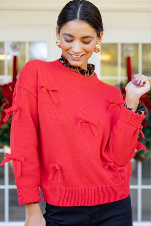 Darling Bow Sweater, Red