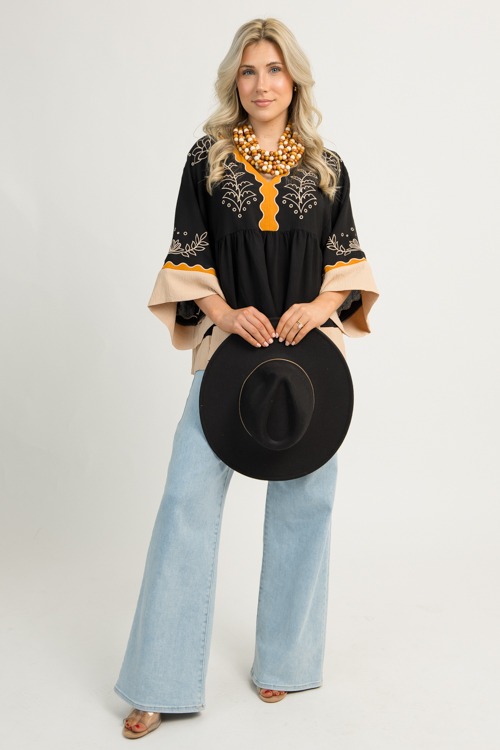 Embroidery Babydoll Top, Black - 1119-10h.jpg