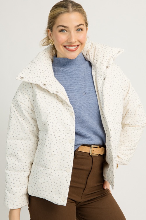 Ditsy Floral Puffer Jacket, Cream - 1119-42.jpg