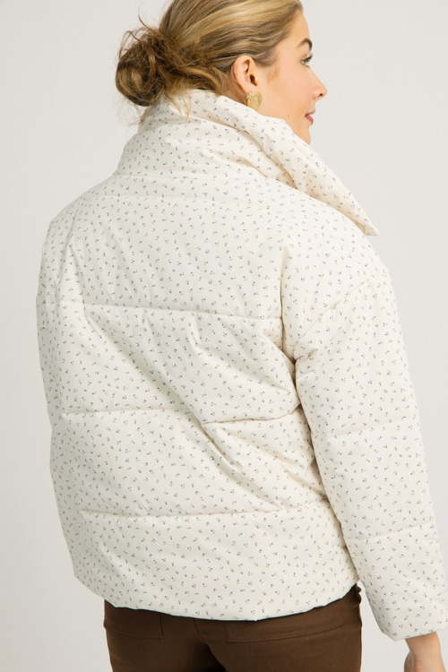 Ditsy Floral Puffer Jacket, Cream - 1119-44.jpg