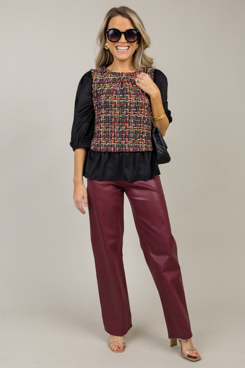 Tweed Contrast Peplum Top, Blac - 1119-53p.jpg