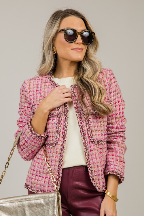 Trina Tweed Jacket, Pink Multi